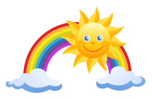 Rainbow and sun clipart illustration