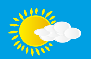 Sun behind clouds clipart illustration